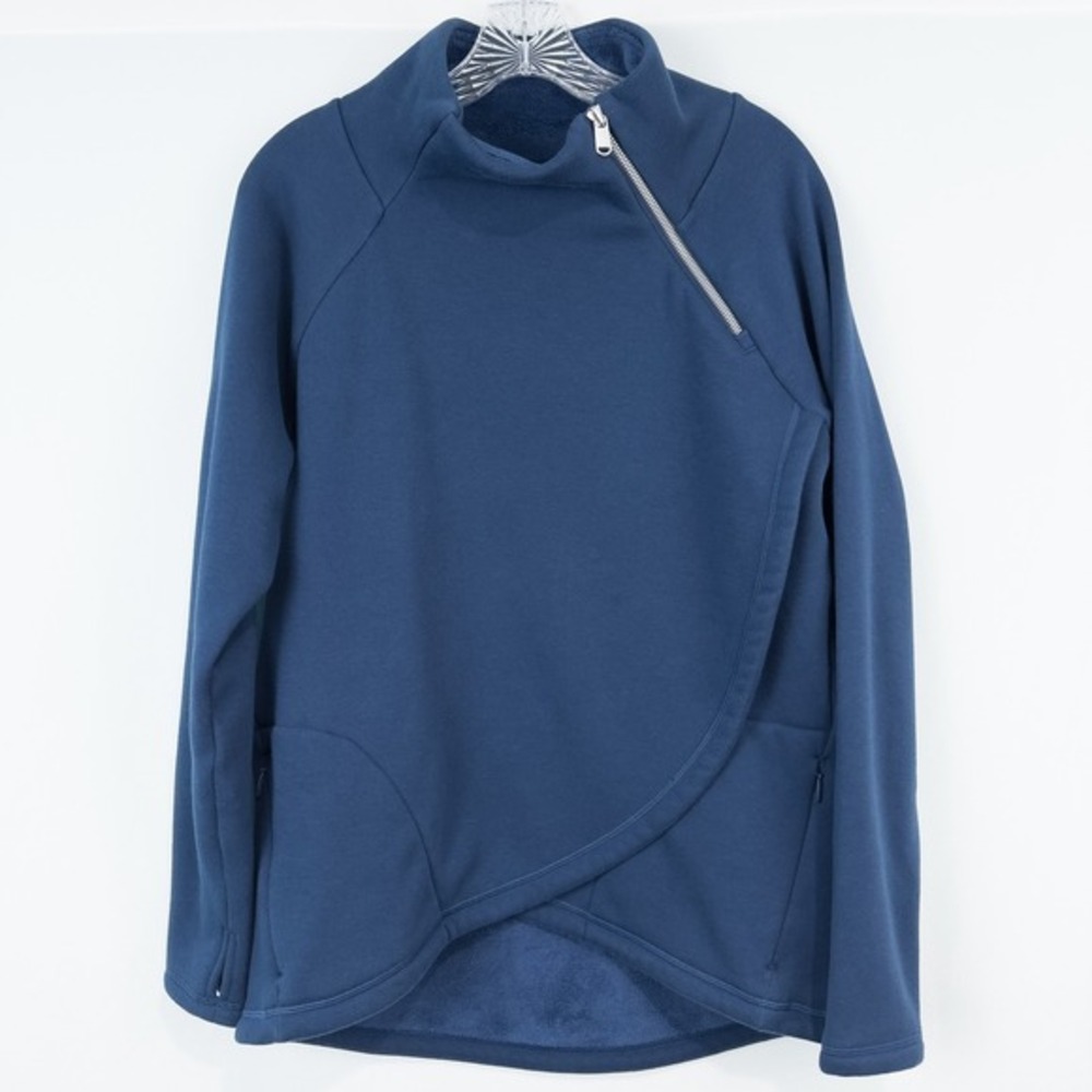 Athleta Cozy Karma Asymmetric Pullover Blue Womens M Athleisure Comfort Lounge‎